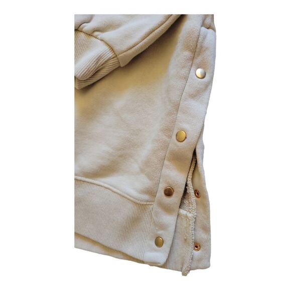 🤑 3 for $20 - BKE Cream Laced Neck Oversized French Terry Sweatshirt Size Small - Picture 3 of 4